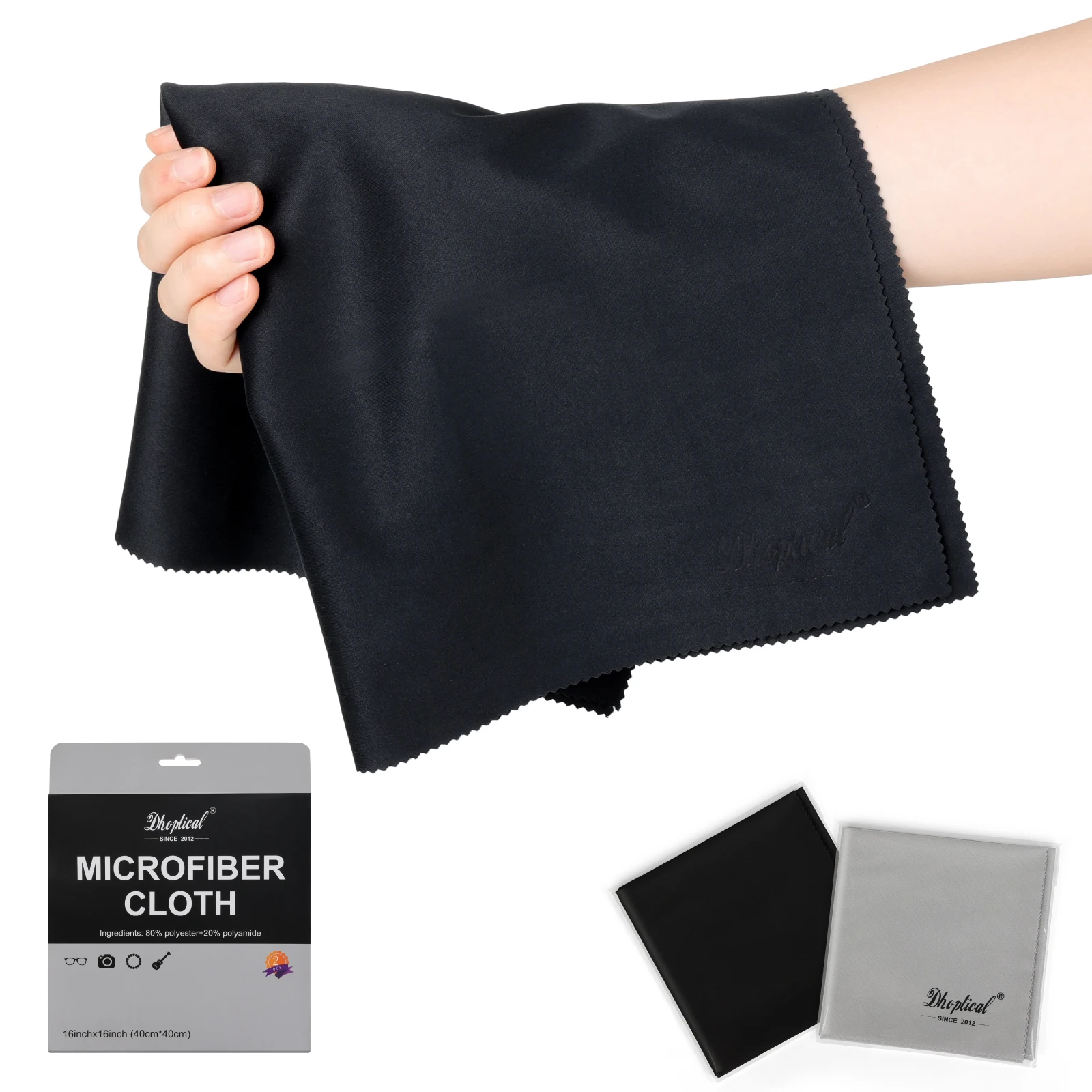 2 Park 40 x 40 cm extra großes, übergroßes Mikrofaser-Reinigungstuch für Brillen, Schmuck, Elektronikbildschirme, waschbar Image