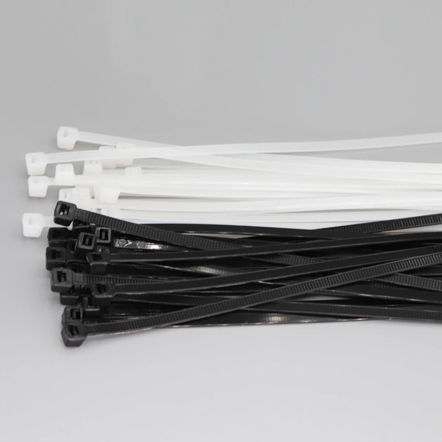 5*300/350/380/400/430/450/500mm 4,8mm Breite Schwarz Weiß Selbstsichernde Nylon Kunststoff Strap Wrap Ziptie Befestigen Kabelbinder Kabelbinder Image