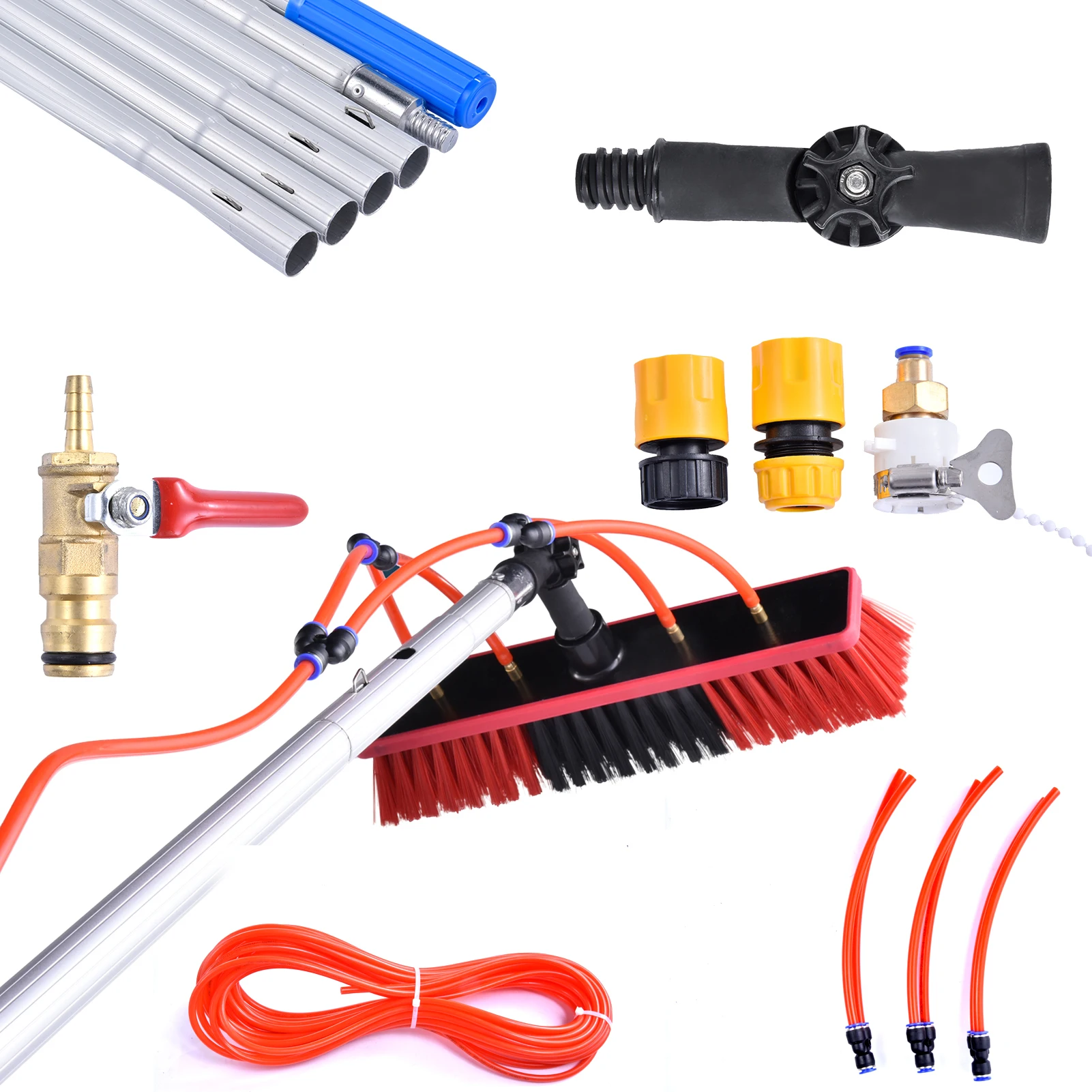 6 m Solarpanel-Reinigungsbürste, Fensterbürste mit drehbarem Teleskopgriff, hohes Fensterreinigungsset für Outdoor-Glas Image