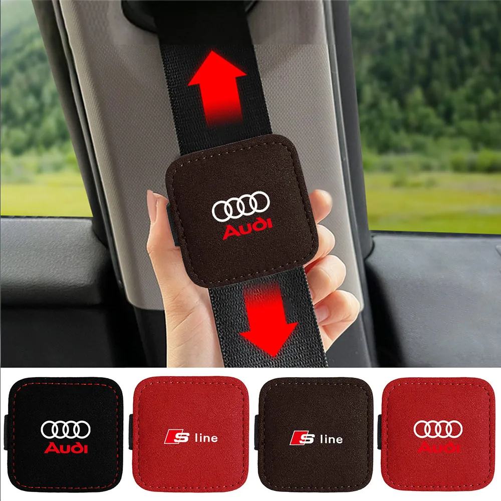 1/2PCS Magnetische Auto Logo Sitz Gürtel Schnalle Clip Sicherheitsgurt Stopper Einstellbare Entspannen Schulter Hals Sicherheit Gurt klemme Für AUDI SLINE Image