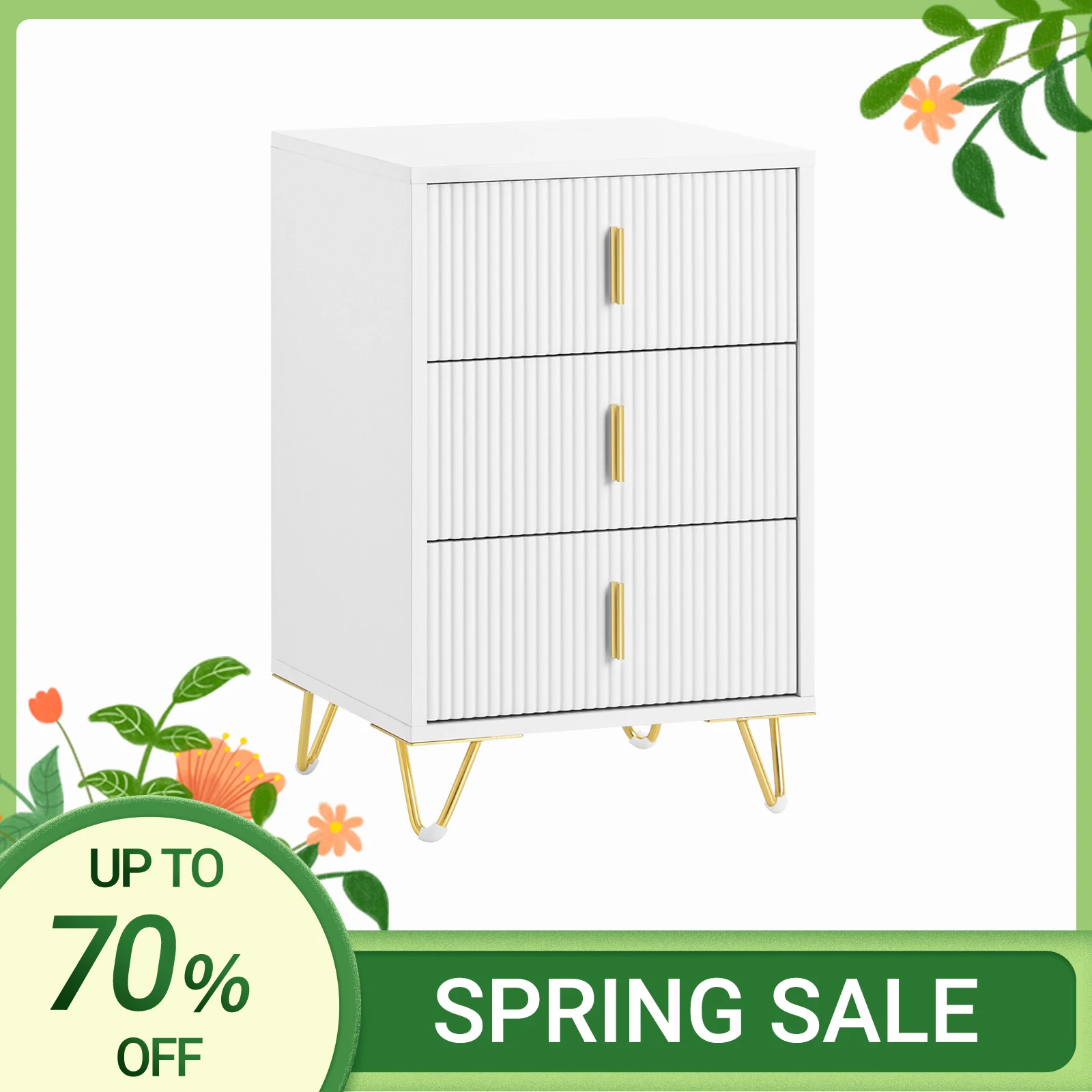 SoBuy FBT115-L Nachttisch mit 3 Schubladen für Boxspringbett Sofatisch Beistelltisch Telefontisch Nachtschrank Image