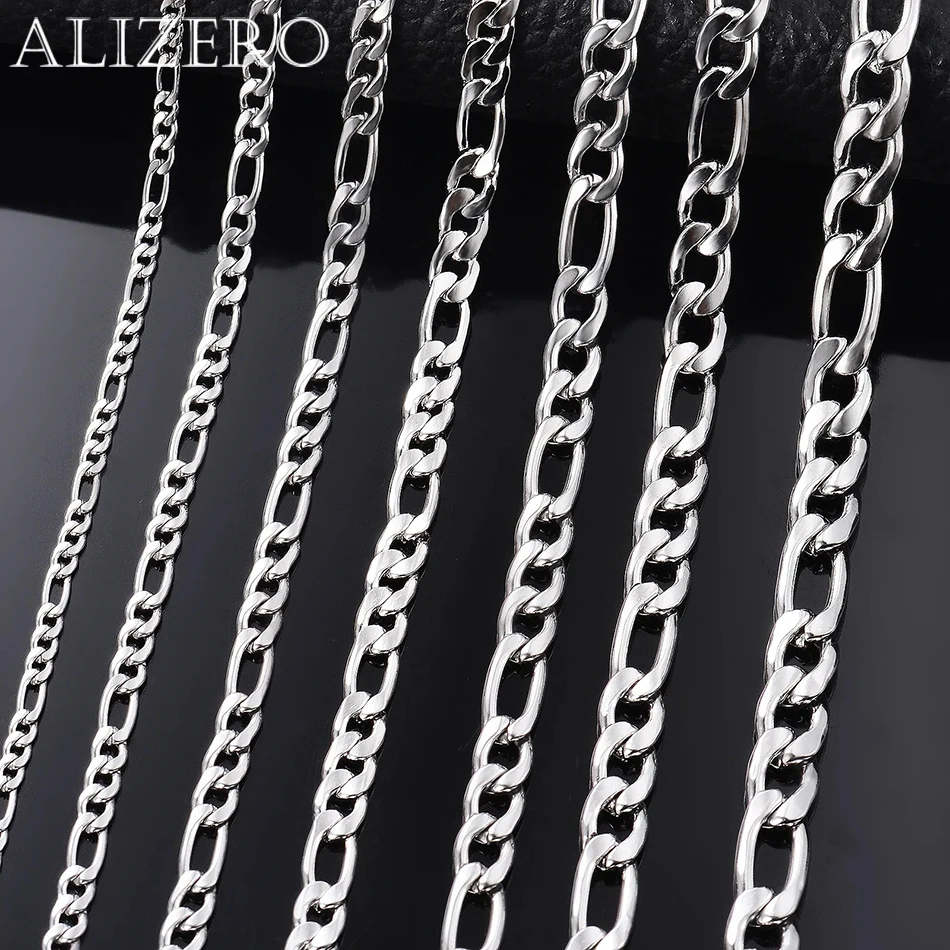 Großhandel 40–75 cm 925 Sterling Silber Halskette 2/4/6/8/10/12 mm Figaro Kette Hummer Schnalle Halsketten Männer Frau Modeschmuck Image