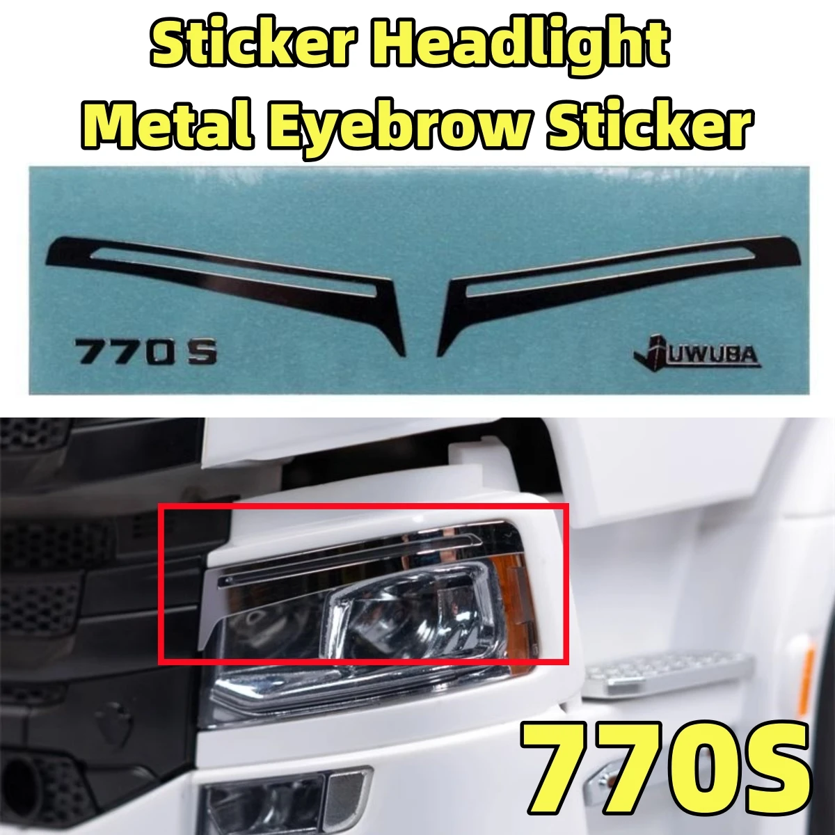 770er Jahre Scheinwerfer dekorative Metall Augenbrauen Aufkleber Innenaufkleber für 1/14 Tamiya Trailer Scania 56368 Modifikation Diy Teile Image