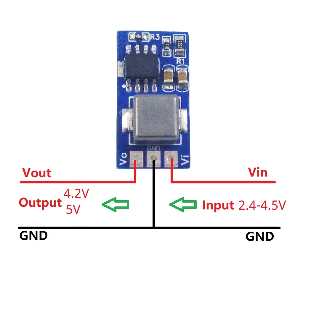 3V 3,3V 3,7V bis 4,2V 5V DC-DC Konverter ND3A05SD für Arduino PI ESP32 Wifi QC PD 17W Synchron Boost Regler Modul Image