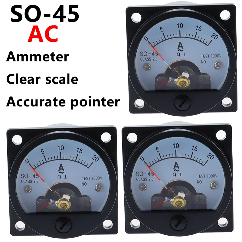 SO-45 AC Analog Amperemeter 1A 2A 3A 5A 10A 15A 20A 30A 50A etc, Zeigermeter/Strommesser/Panel-Messgerät Image
