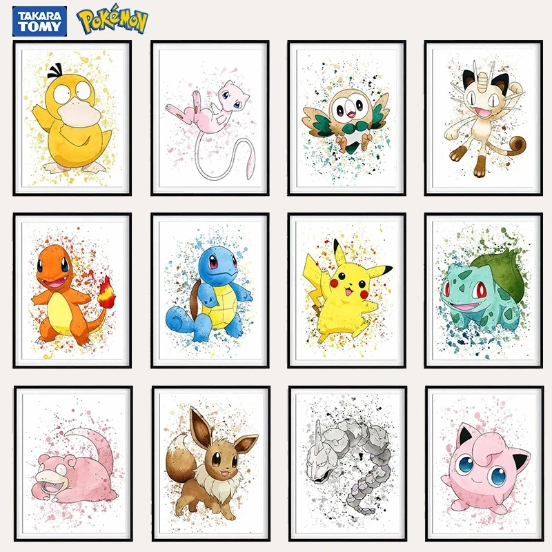 Pokemon Anime Comic Leinwand Malerei Cartoon Poster Bulbasaur Charmander Squirtle Pikachu Wand Kunstdruck Kinderzimmer Home Decor Image