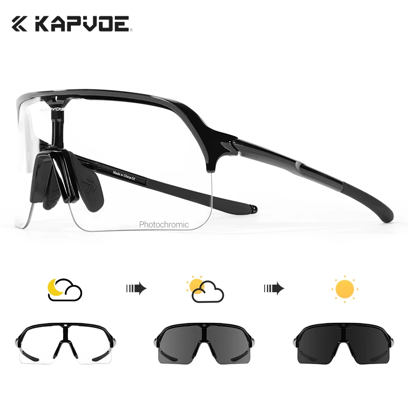 KAPVOE Outdoor Photochrome Sonnenbrille Fahrrad Radfahren Gläser Frauen Sport UV400 MTB Fahren Fahrrad Brille Männer Taktische Brille Image