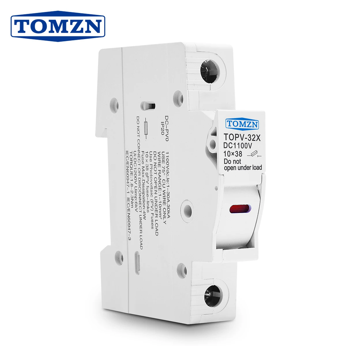 TOMZN 1P Solar PV 1100V Sicherungshalter, geeignet für 10*38mm PV-Sicherungseinsatz, Solarsystemschutzbasis, Photovoltaik-Schutz gpV Image