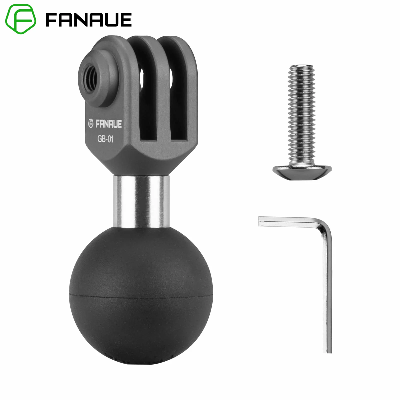 FANAUE 1 Zoll Kugelkopf-Montageadapter aus Aluminiumlegierung für Go Pro 10, 9, 8, 7, 6, 5, Action-Kamera für RAM-Halterungen, Motorrad Image
