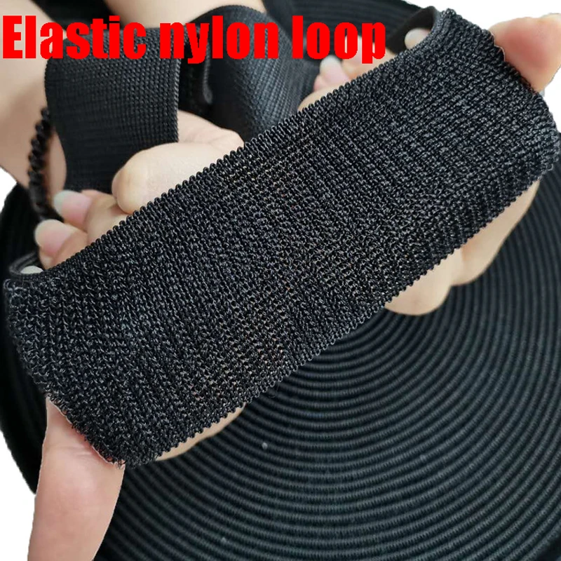 1 Meter elastisches Klettverschlussband, Nylon-Gummiband, keine selbstklebende Schlaufenstreifen für DIY-Nähen, 20/25/30/38/50/100 mm Image