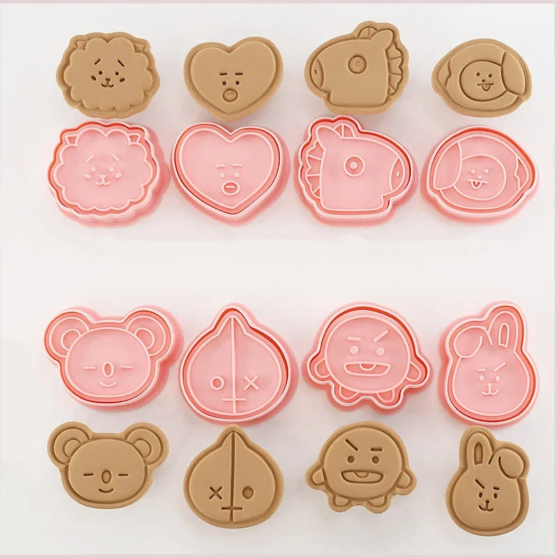 8 Teile/satz Nette Cookie Schneider Kunststoff 3D Cartoon Pressbare Keks Form Cookie Stempel Küche Backen Gebäck Backformen Werkzeuge Image