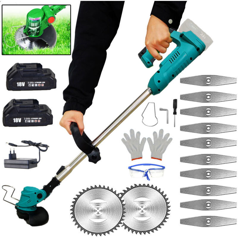 Tagliaerba A Batteria, Tagliaerba, Tagliabordi, Tagliabordi Elettrico, Ricambio Per Makita 18v Dur181z, Compatibile Con Batteria Makita Bl1830b, Con Batteria 2x3000mah E Caricabatterie, Manubrio Teles