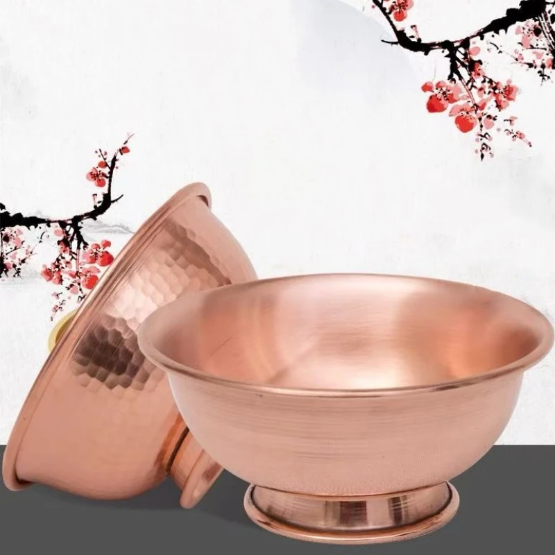 Vintage rote Kupfer Salat hohe Füße Schüssel, Gravur Hammer Textur Home Frühstück Käse Geschirr, Snack Schüssel Tischdekoration Image