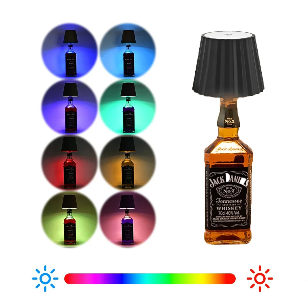 Drahtlose RGB-Tischlampe für Weinflaschen, LED-Flaschenlicht für den Außenbereich, Touch-Steuerung, ideal für Restaurant, Bars, Festival, Party Image