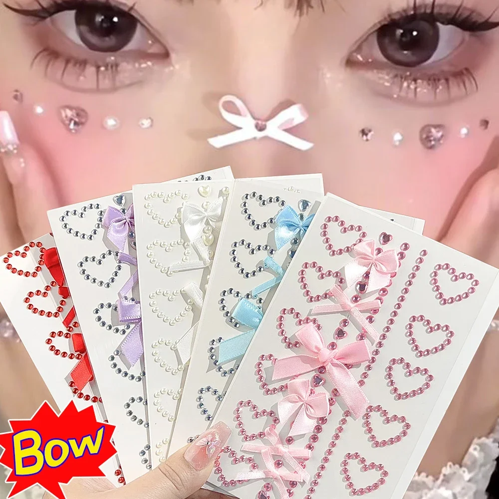 Mode Gesicht Aufkleber Strass Band Bogen DIY Augen Gesicht Make-Up Aufkleber Einfach Zu Tragen Bögen Temporäre Tattoo Aufkleber Make-Up-Tool Image