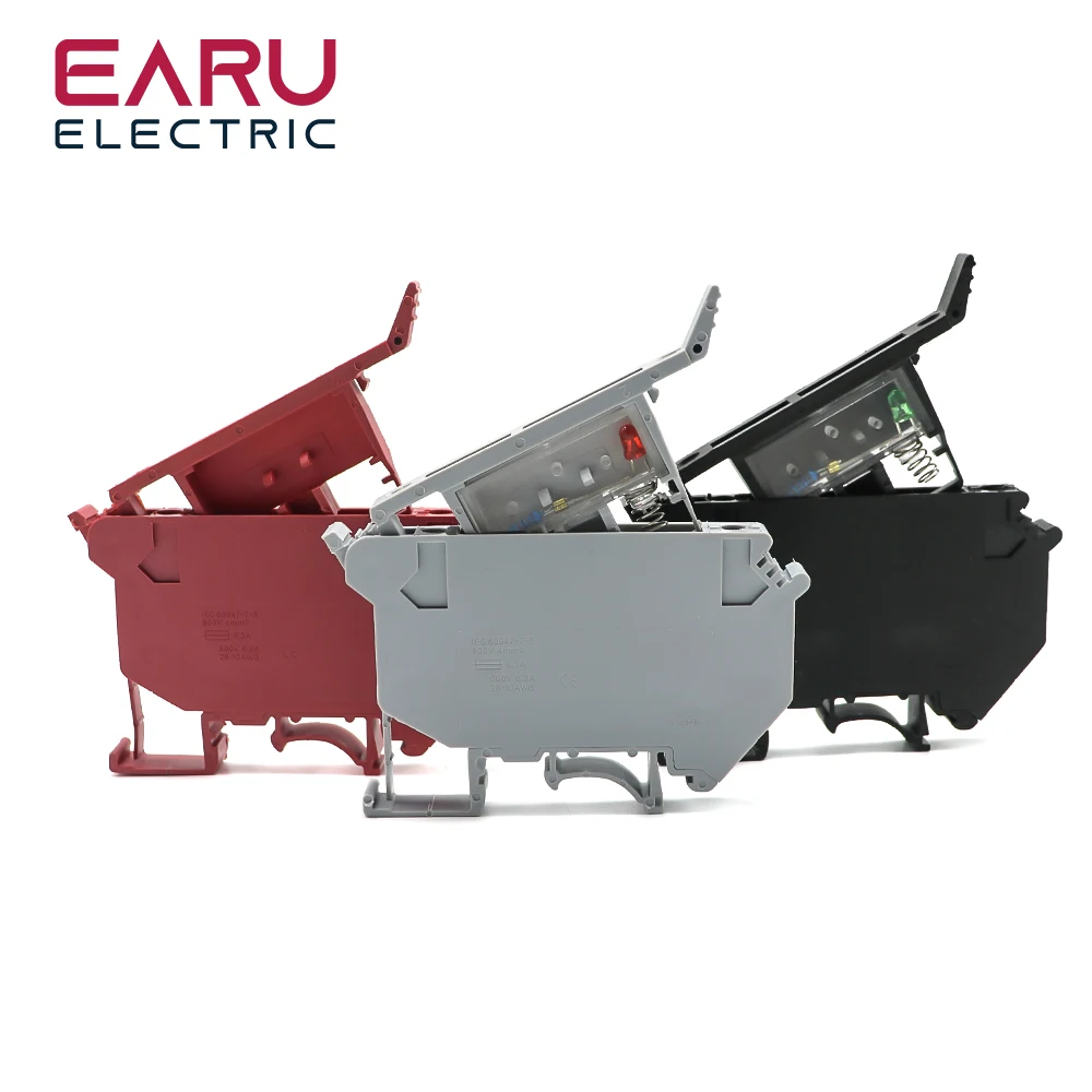 10 Teile/los Din-schiene Terminal Blöcke UK-5-HESI Schwarz Stecker Schraube Sicherung Terminal Block Stecker Schraube Sicherung Halter Leiter Image