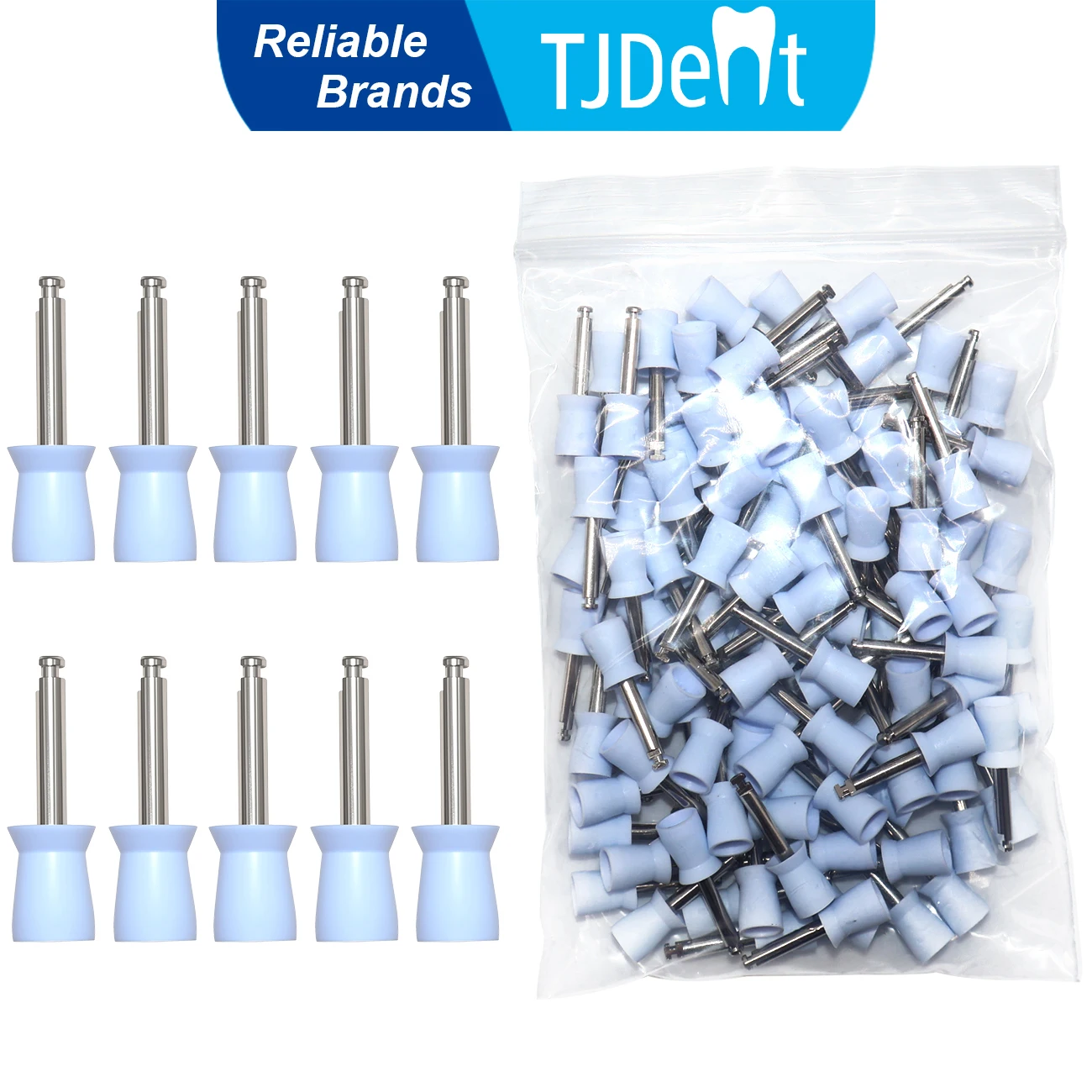 TJDent 100 Stück Dental Polierbecher Zahnpolitur Blau Gummibürste Polierer Prophy Pinsel Zahnmedizin Klinik Zahnaufhellungswerkzeuge Image