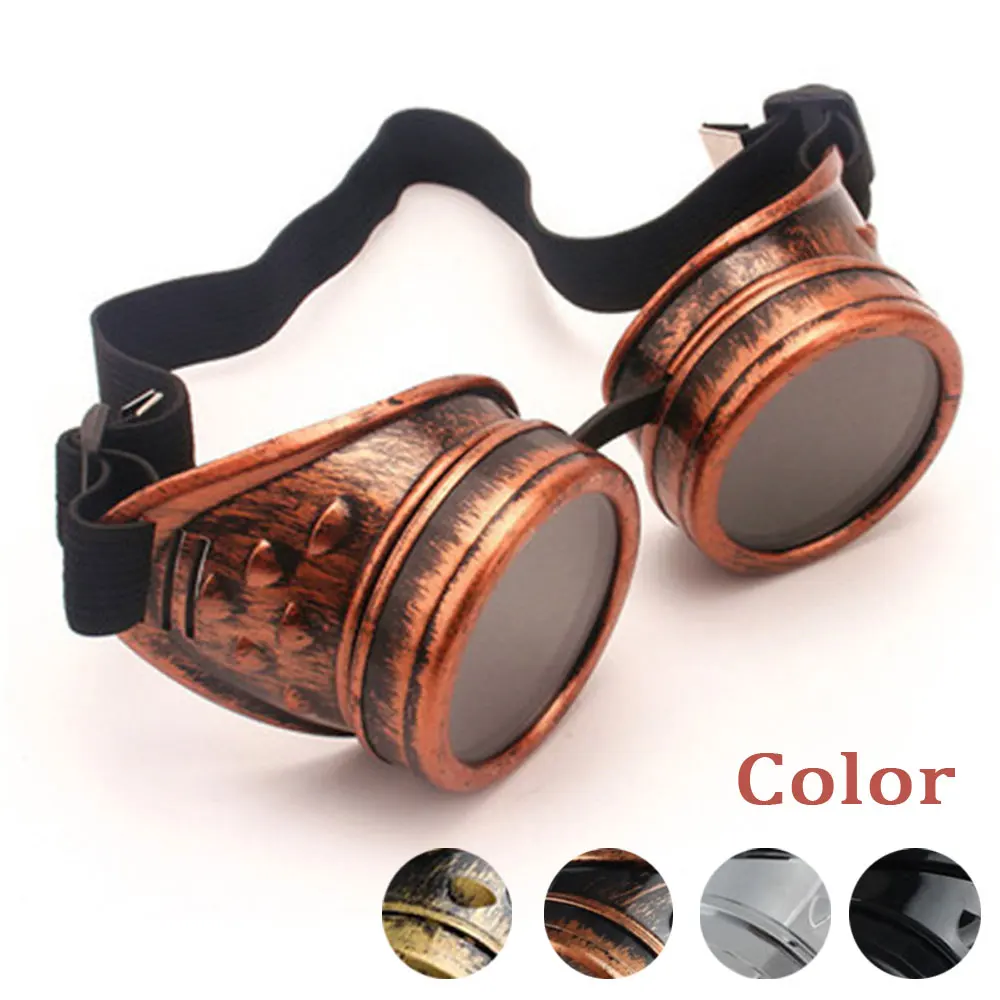 Männer Sonnenbrille Mode Steampunk Brille Runde Übergroße Brille Schweißen Punk Brille Cosplay Marke Designer Farben Objektiv Shades Image