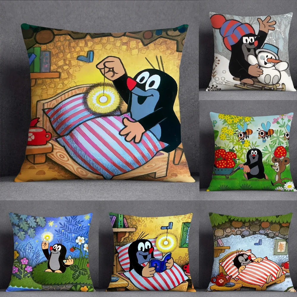 Niedlicher The Little Mole Art Kissenbezug, quadratisch, doppelseitiger Druck, kurzer Plüsch-Sofa-Kissenbezug, Schlafzimmer-Nachttischkissen Image
