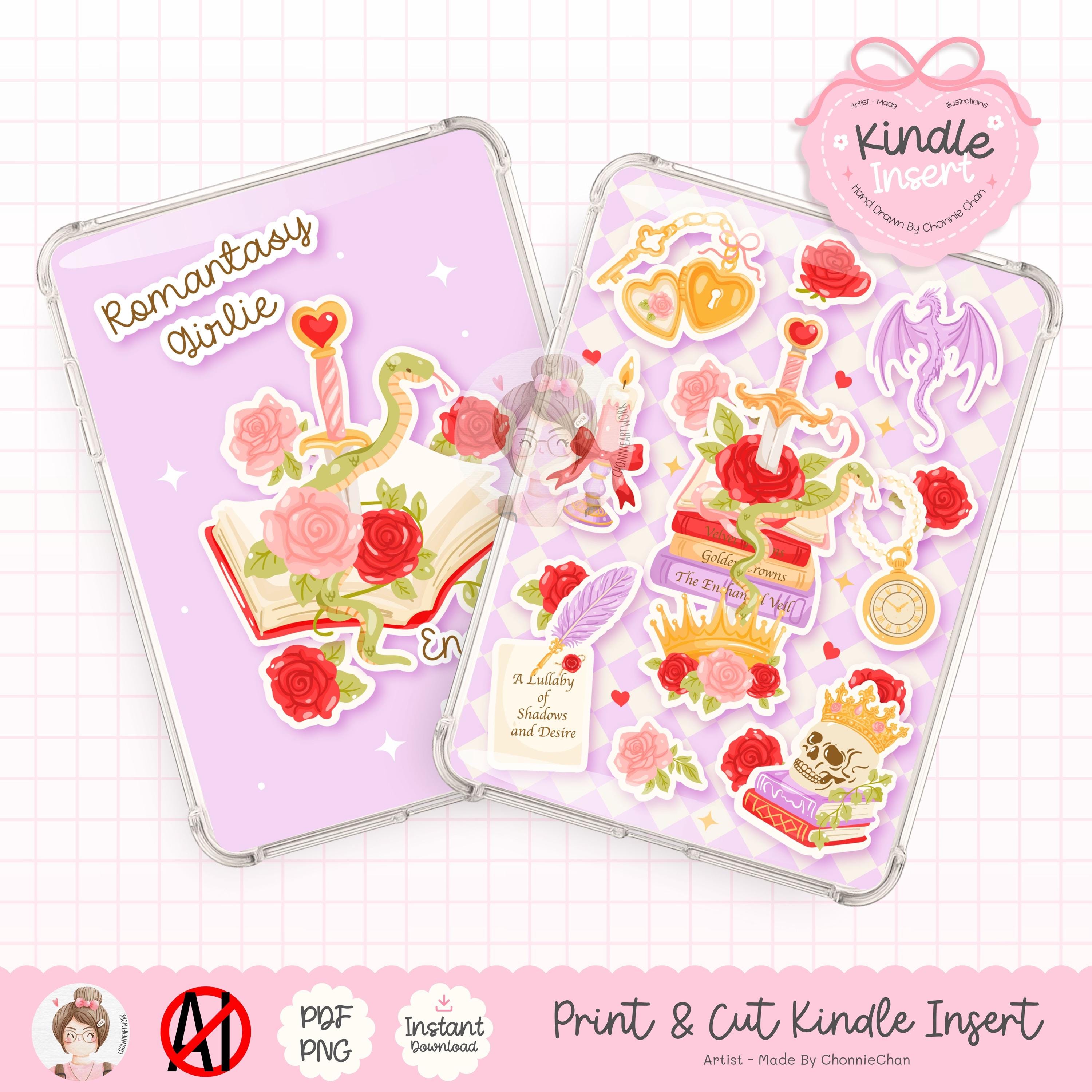 Inserto Kindle Romantasy, Romantasy Bookful, Inserto Kindle Romance, Inserto Kindle Bookish, Inserti adesivi Kindle, Inserti Kindle carini