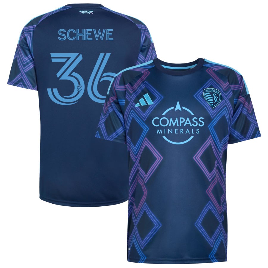 Ryan Schewe Men's adidas Blue Sporting Kansas City 2026 The 18th & Vine Kit Replica Custom Jersey