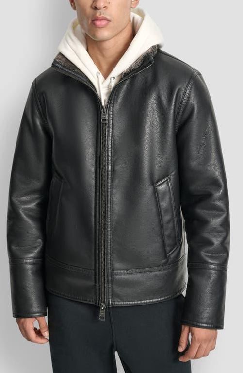 Faux Fur Lined Pebble Jacket - Black - DKNY Jackets