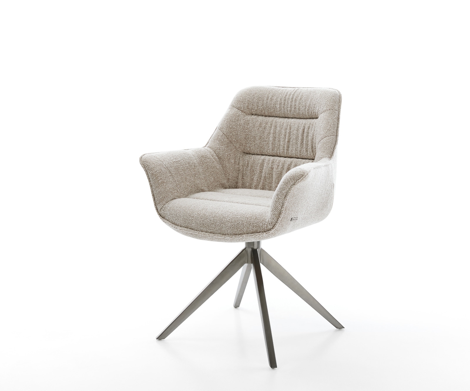 DELIFE Drehstuhl Kaira-Flex Webstoff Soft Beige Kreuzgestell breit Graphit 360° drehbar Wippfunktion, Esszimmerstühle Image