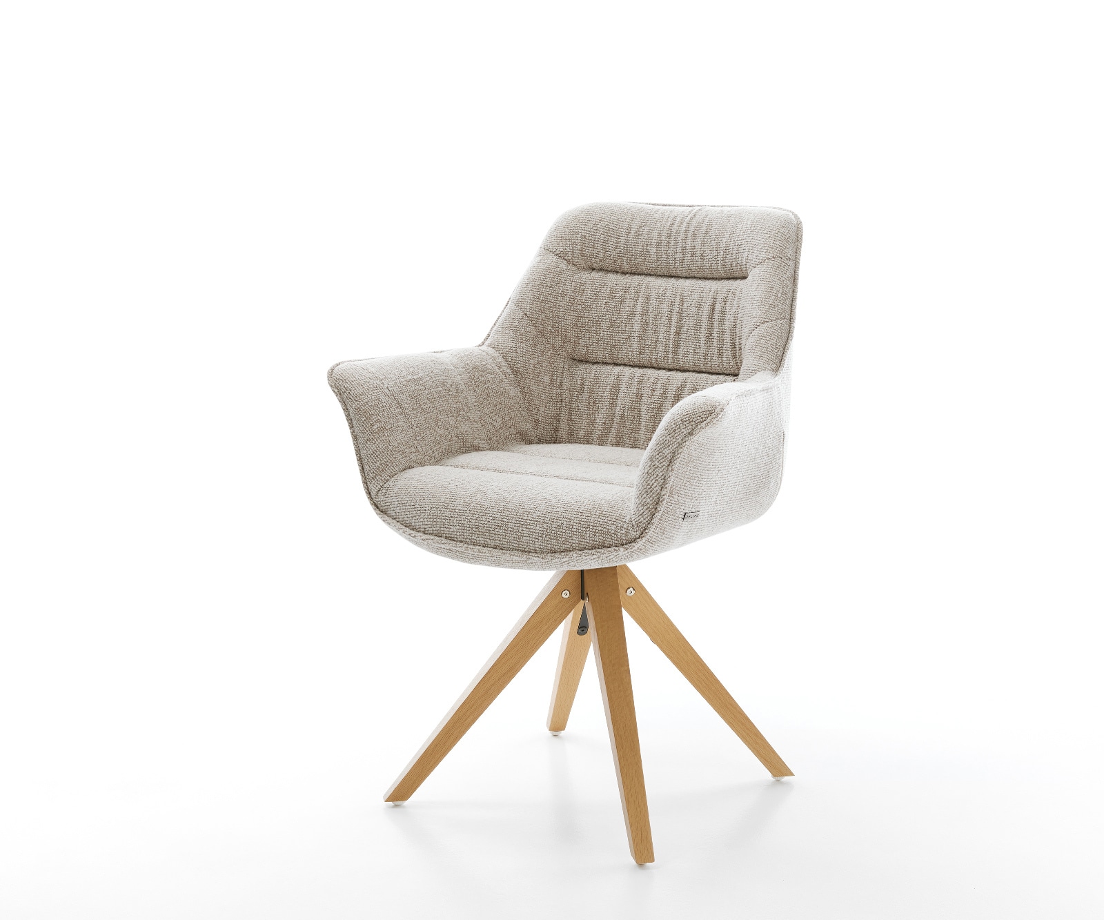 DELIFE Drehstuhl Kaira-Flex Webstoff Soft Beige Holzgestell kantig Natur 180° drehbar, Esszimmerstühle Image