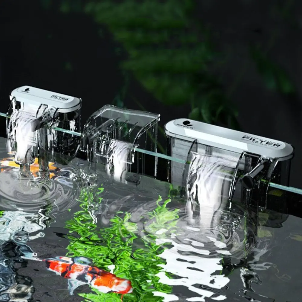 Wasserfall-Aquariumfilter, 3-in-1, wandmontierter Wasserfall-Filterkasten, geräuschlos, integrierter zirkulierender Wasserreiniger für Zuhause Image