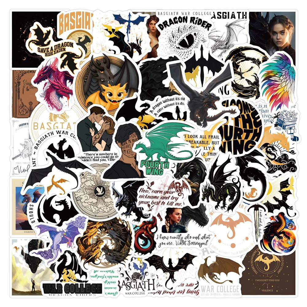 10/30/60/120PCS Vierter Flügel Fantasy Cartoon Aufkleber Aufkleber Skateboard Gitarre Koffer Gefrierschrank Graffiti Coole Aufkleber kind Geschenk Image