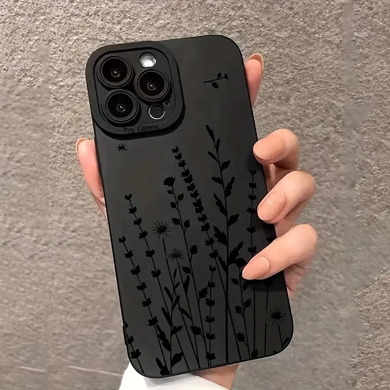 Art Flowers Black Style Graphic Case für Samsung Galaxy A16 A56 A15 A35 A55 A14 A34 A54 A53 S24 S25 Ultra S23 FE S22 S21 Cover
