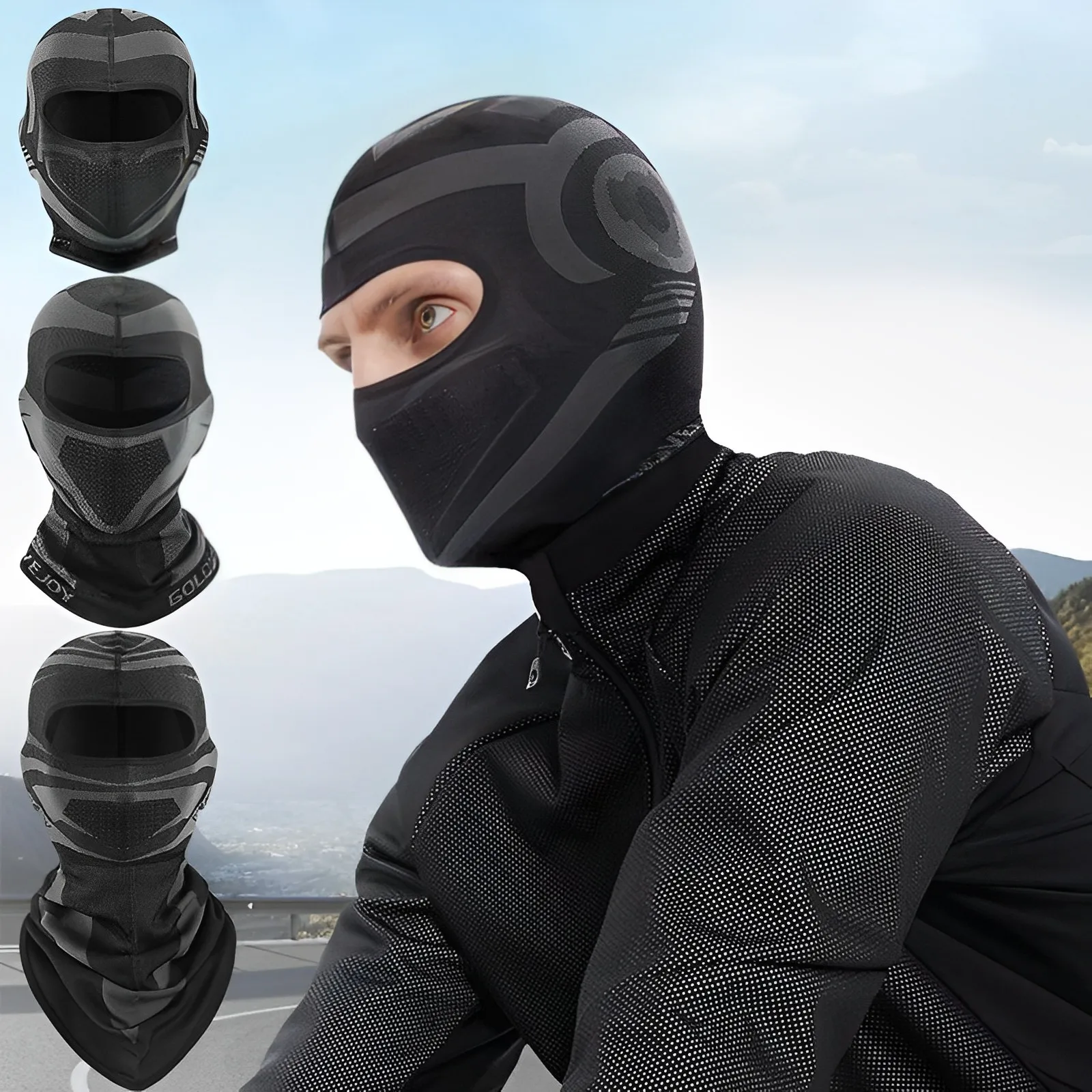 Motorrad Sturmhaube Vollgesichtsmaske Sommer Atmungsaktive Motorrad Reiten Hals Gesichtsmaske Motocross Radfahren Maske Helm Kapuze Männer Image