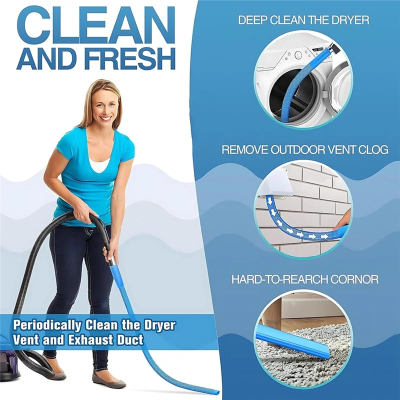 B98A-Trockner-Entlüftungs-Tiefenreinigungsbürste, universeller Staubsaugerschlauch-Aufsatzreiniger zum Entfernen von Fusseln für verstopfte Kanäle Image
