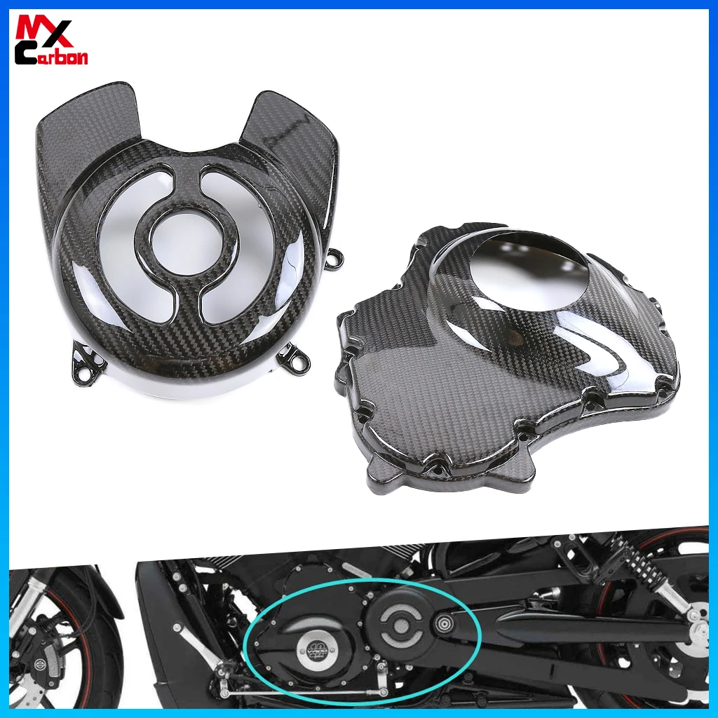 Motorrad Motor abdeckung Kettenrad abdeckung für Harley Davidson Vrscf V-Stange 2002 2015-2018 Voll carbon Kurbel gehäuse Verkleidung Image