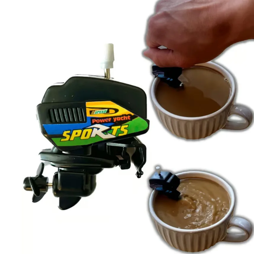 Mini-Bootsmotor, Kaffeerührer, Neuheit, lustiger Getränkemixer, kreatives Küchenhelfer für Kaffee, Tee, Cocktail, für Zuhause, Bar-Zubehör Image