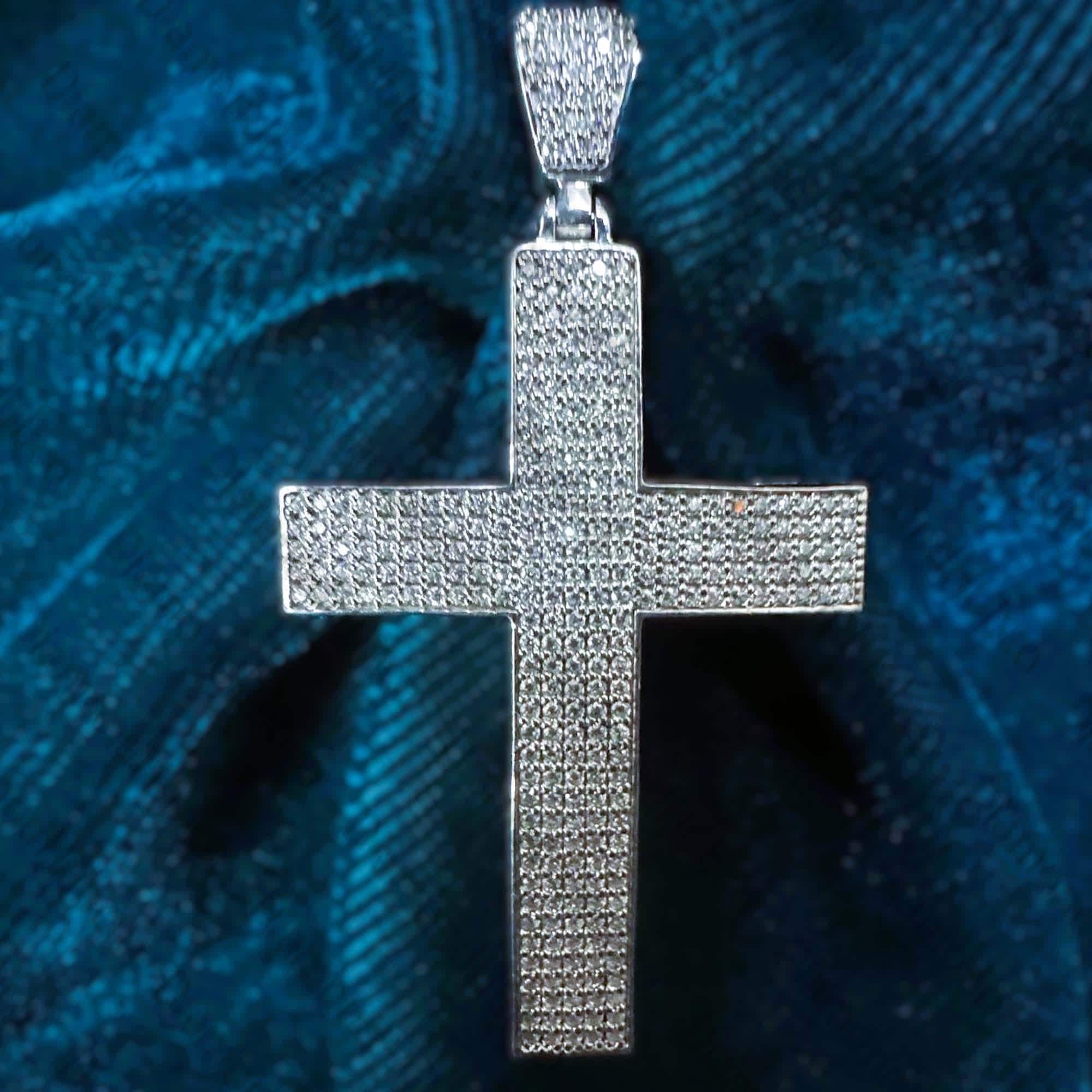 Collana con croce in moissanite da 3 carati, collana con croce in oro, collana con croce in argento, ciondolo a croce, gioielli con croce, collana rel