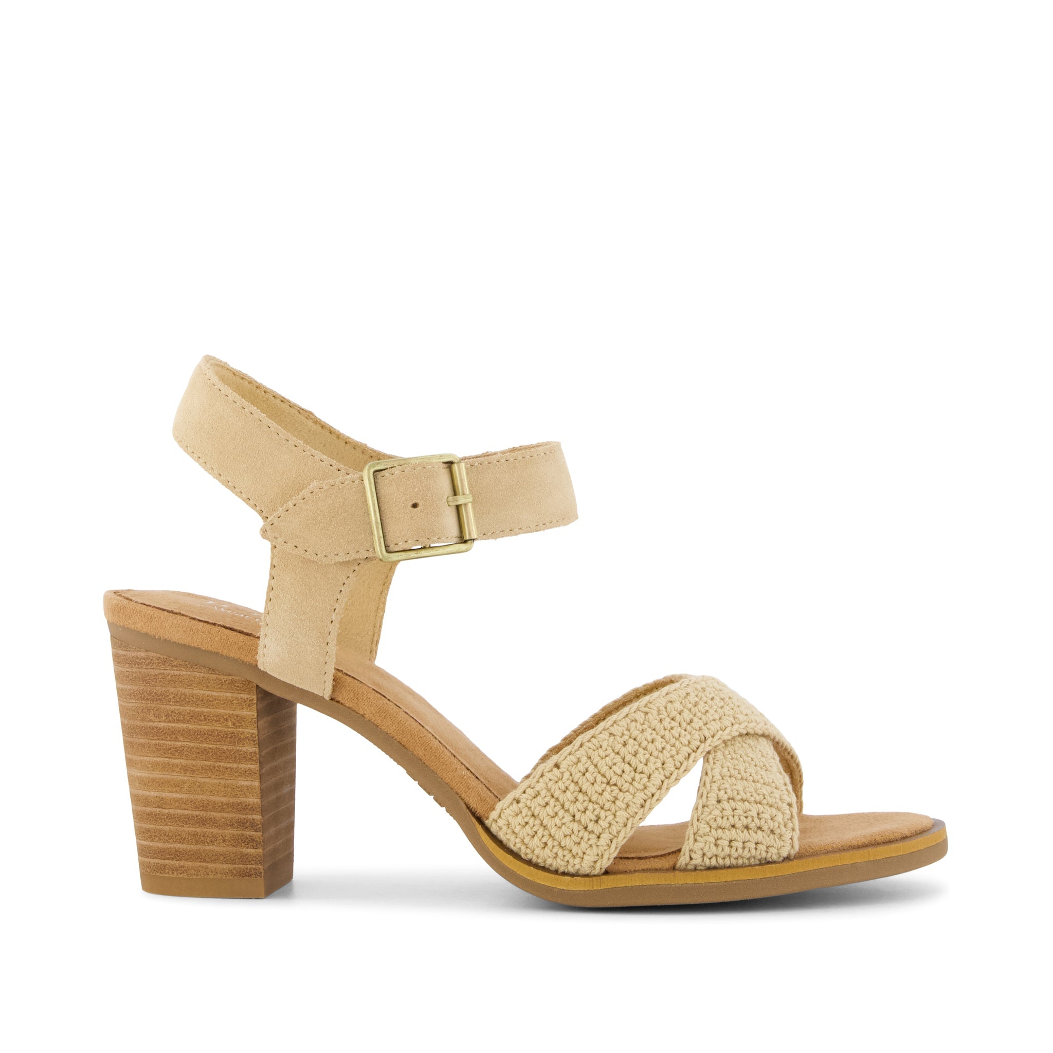 Women's Majorca Strappy Heeled Sandal Caramel Crochet | Natural | Size 5 | TOMS Official Site - Shoes, Accessories, & Apparel