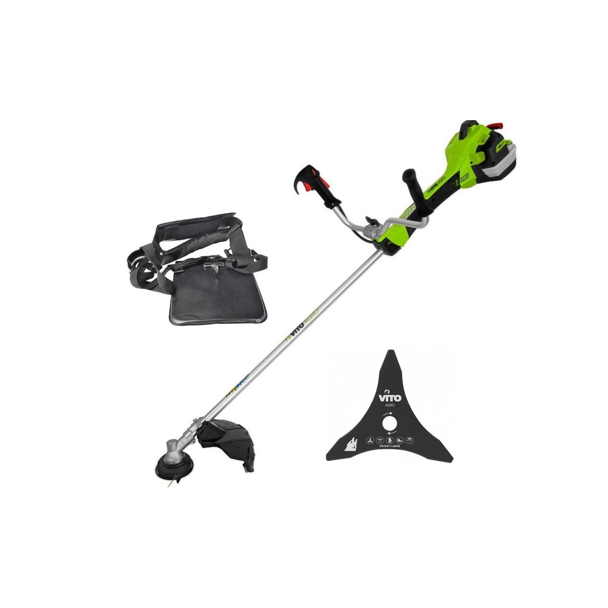 vitoGARDEN Motorsense mit Verbrennungsmotor 47Cm3 Motor 2T 2.7PS + Spule mit Faden + Klinge mit 3 Zähnen + VITO-Gurt Image