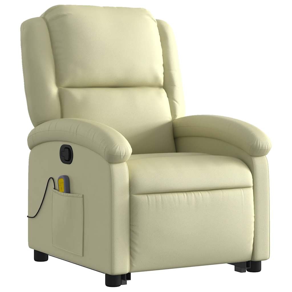 vidaXL Massagesessel mit Aufstehhilfe Creme Echtleder Image