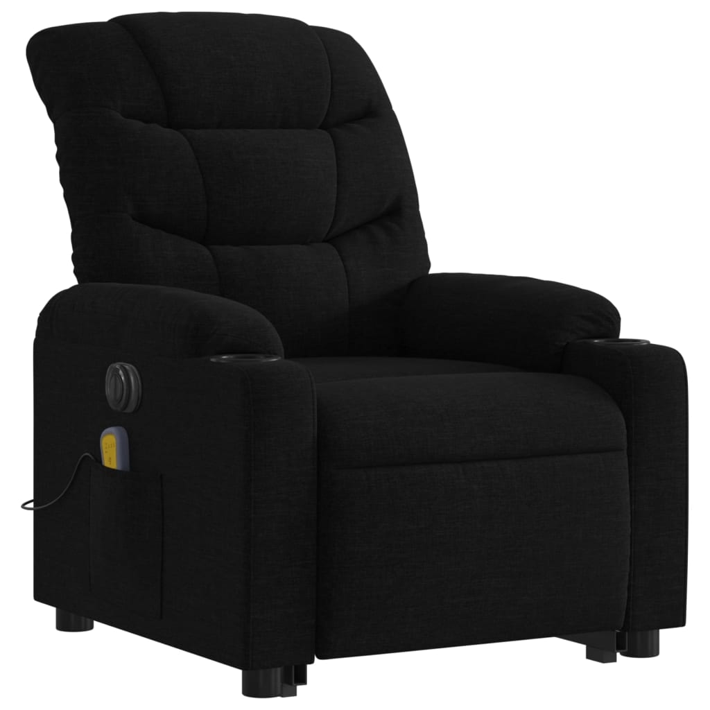 vidaXL Elektrischer Massagesessel mit Aufstehhilfe Schwarz Stoff Image