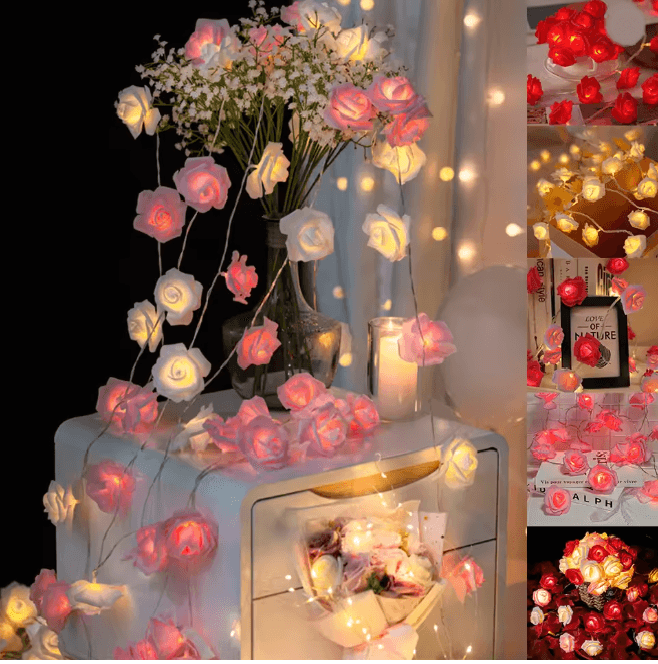 3M LED Rose String Lights Battery Operated Flower Garland Decor c