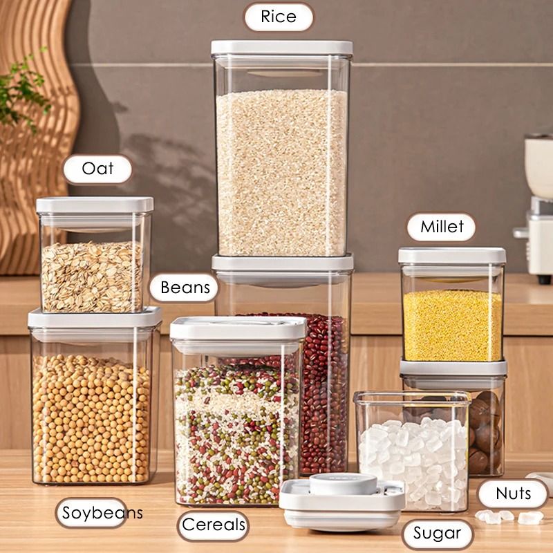 BPA Free Airtight Pantry Storage Containers Stackable Food Canisters 3 Pcs