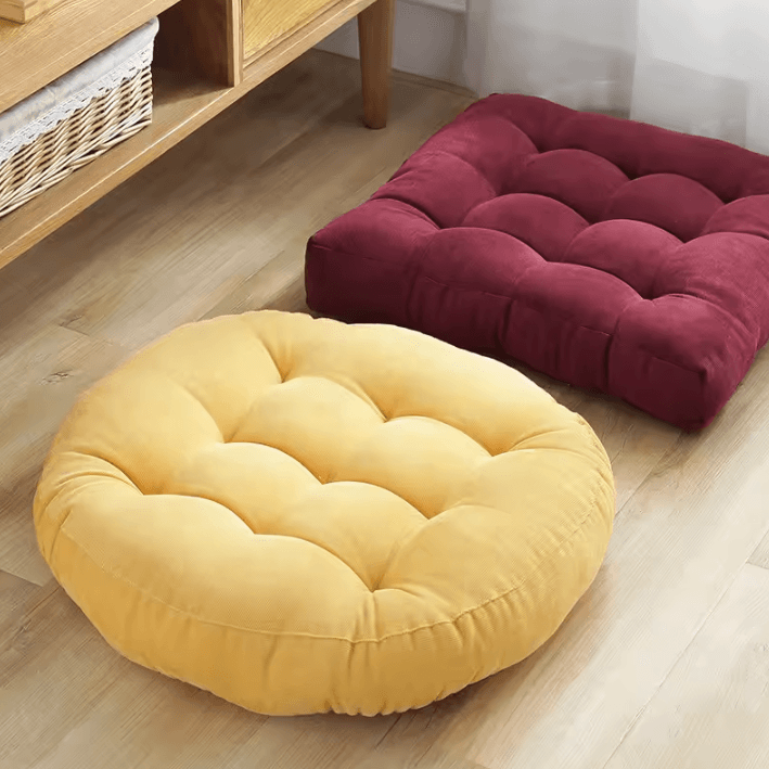 ZenNest Round Floor Cushion Large Meditation & Seating Pillow For Yoga, Living Room, Kids & Adult Comfort corduroy Green round 21.65 Inches