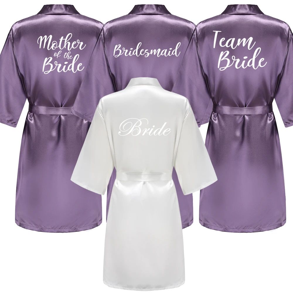 Elegant Satin Bridal Party Robe Short Silk Bridesmaid & Bride Getting Ready Robe k xxxl
