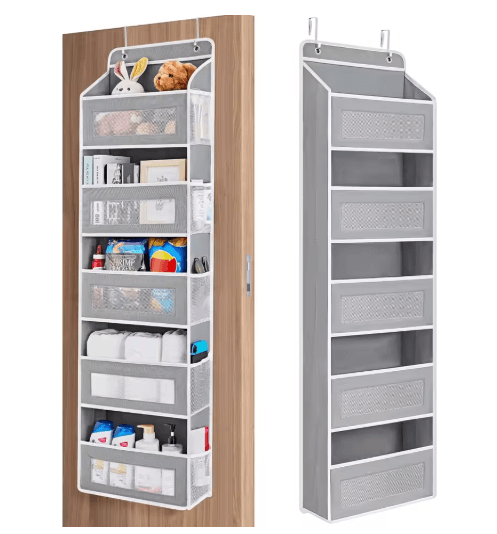 5 Shelf Over The Door Organizer Large Capacity Hanging Door Storage Organizer For Bedroom And Bathroom light Grey