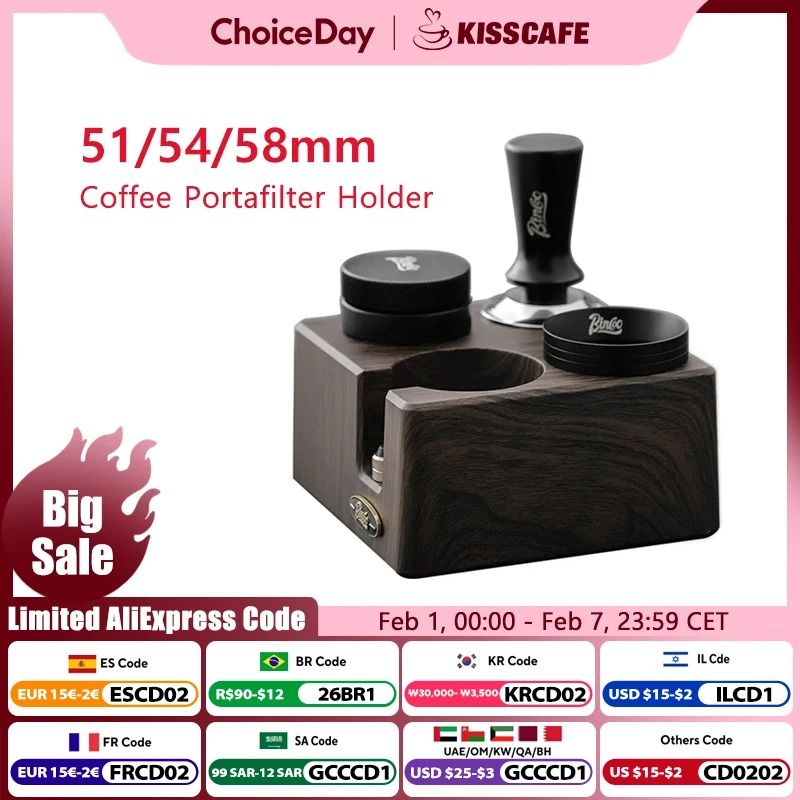 Professional Coffee Tamping Station Stand Multi Size Portafilter Holder For Breville & DeLonghi 53.5 Mm Flat Tamper