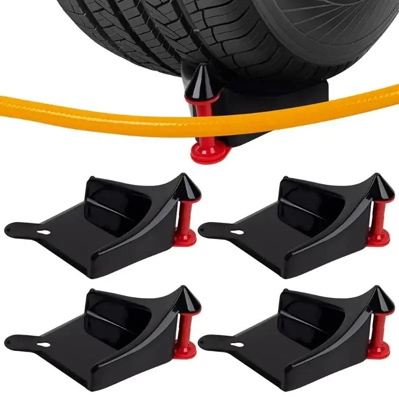 Universal Car Wheel Hose Guide & Tire Wedge red