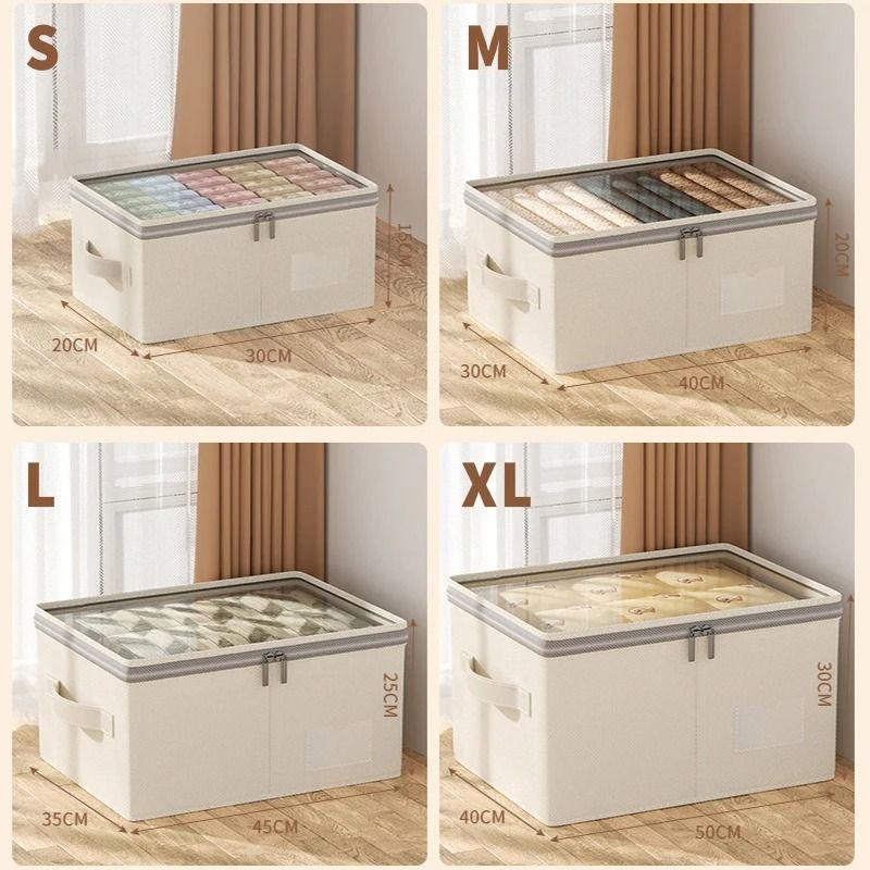 Large Capacity Clothing Storage Box With Lid Foldable Wardrobe Organizer 40 Liters