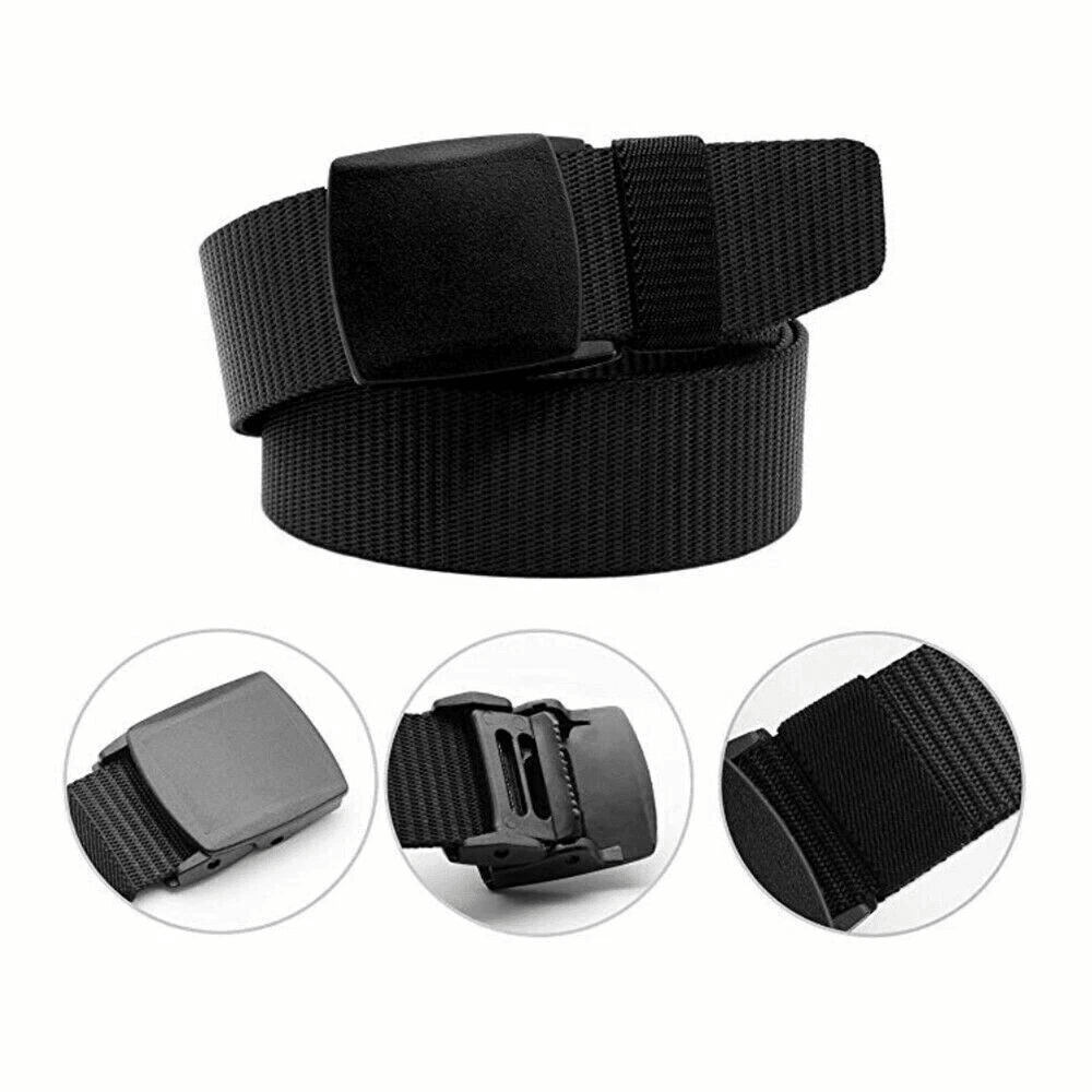 Men's Tactical Military Belt Nylon Canvas With Plastic Cam Buckle, Adjustable Webbing black