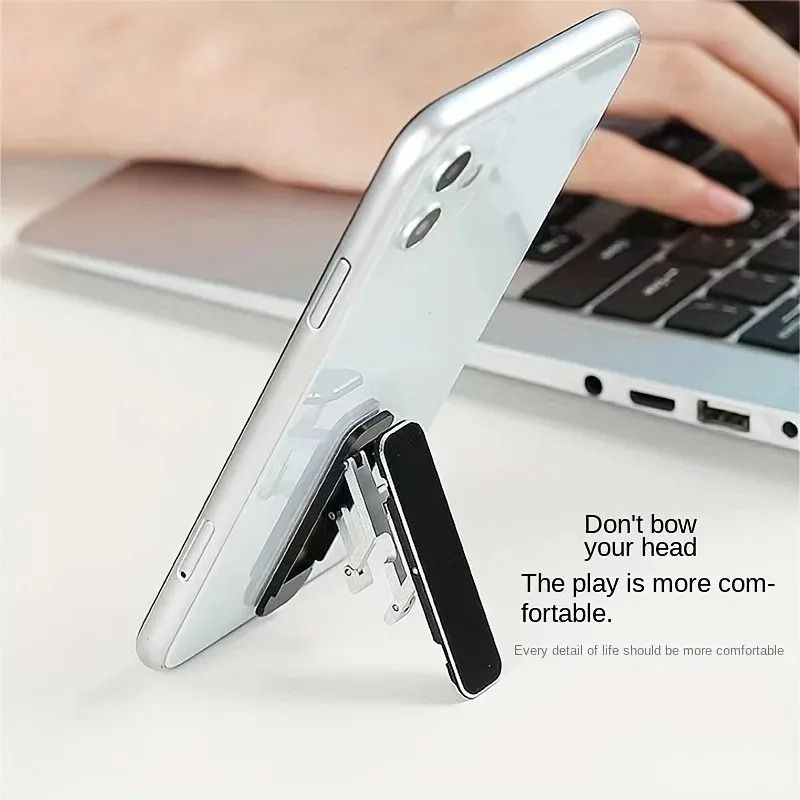 Mini Invisible Adhesive Phone Kickstand | Ultra Slim Foldable Metal Bracket & Portable Smartphone Support 3